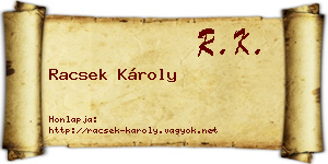 Racsek Károly névjegykártya