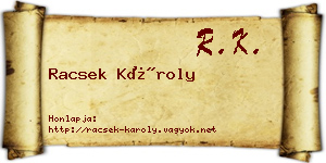Racsek Károly névjegykártya