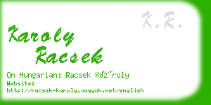karoly racsek business card